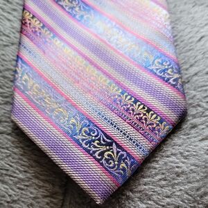 Stacy Adams Purple and Gold Striped Tie